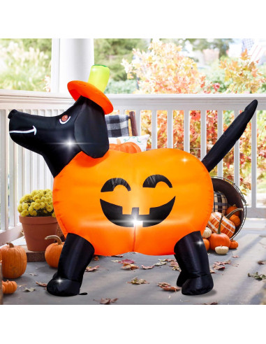 Calabaza Inflable Halloween VIKIMORA 1.22m con Luces LED