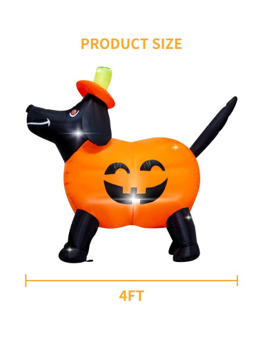 Calabaza Inflable Halloween VIKIMORA 1.22m con Luces LED