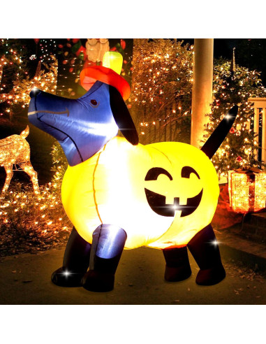 Calabaza Inflable Halloween VIKIMORA 1.22m con Luces LED