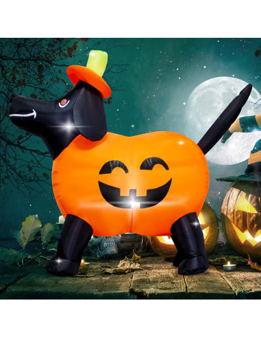 Calabaza Inflable Halloween VIKIMORA 1.22m con Luces LED