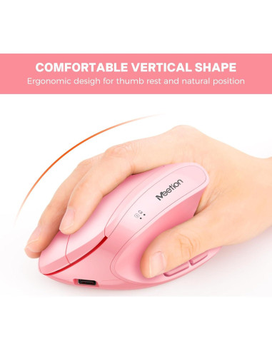 Teclado y Ratón Ergonómicos Meetion Rosa Inalámbricos USB