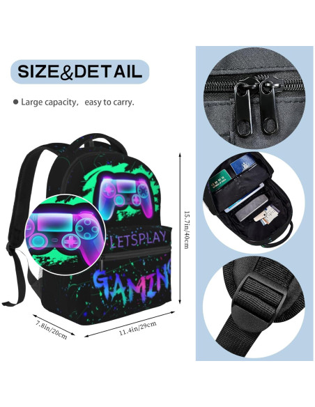 Mochila Escolar Niños 8-10 Años Gamepad Resistente Agua