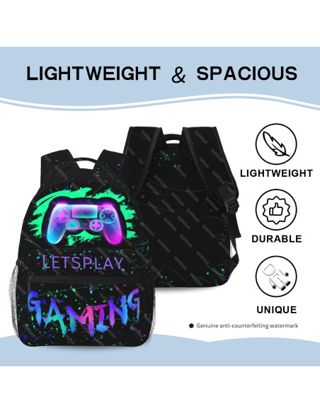Mochila Escolar Niños 8-10 Años Gamepad Resistente Agua