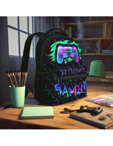 Mochila Escolar Niños 8-10 Años Gamepad Resistente Agua