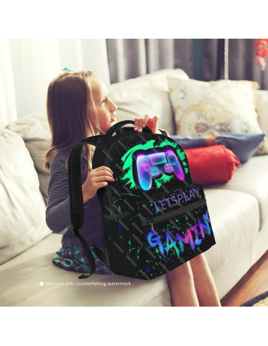 Mochila Escolar Niños 8-10 Años Gamepad Resistente Agua