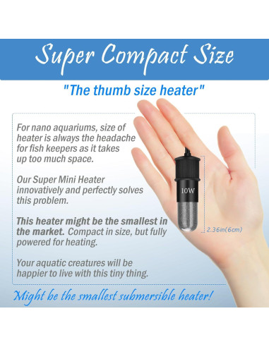 Calentador de Acuario Mini Waayon 30W Ajustable 15-23L