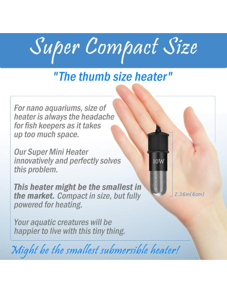 Calentador de Acuario Mini Waayon 30W Ajustable 15-23L