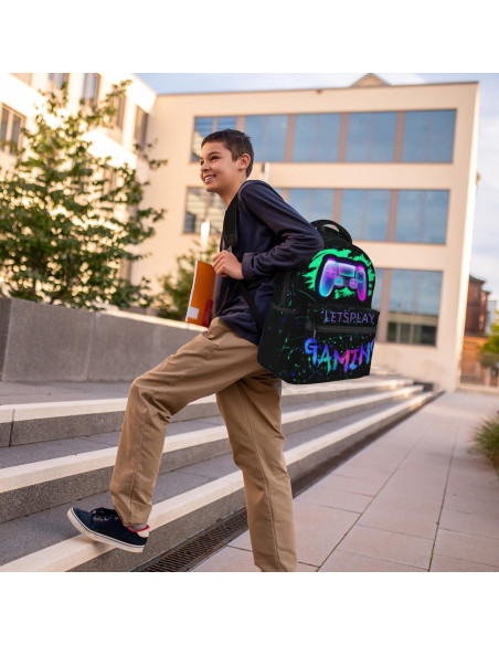 Mochila Escolar Niños 8-10 Años Gamepad Resistente Agua