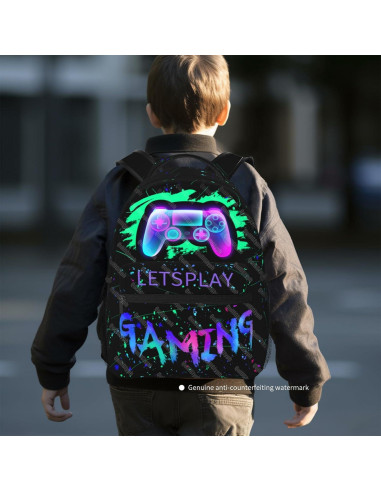 Mochila Escolar Niños 8-10 Años Gamepad Resistente Agua