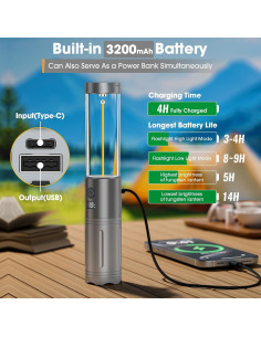 Linterna de Camping LED 2 en 1 KXK-606 Recargable 2500mAh 2
