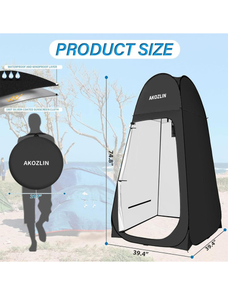 Carpa de Ducha Plegable AKOZLIN 1.88m Alta Impermeable