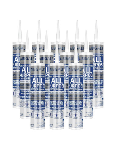 Paquete de 12 Selladores de Silicona Blanca AIBGALE 284 g