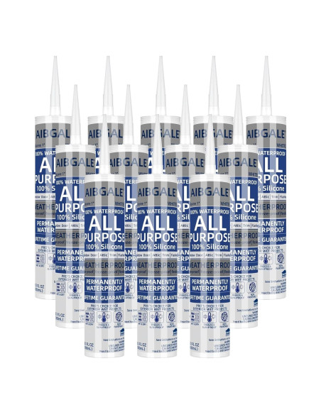 Paquete de 12 Selladores de Silicona Blanca AIBGALE 284 g