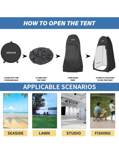 Carpa de Ducha Plegable AKOZLIN 1.88m Alta Impermeable