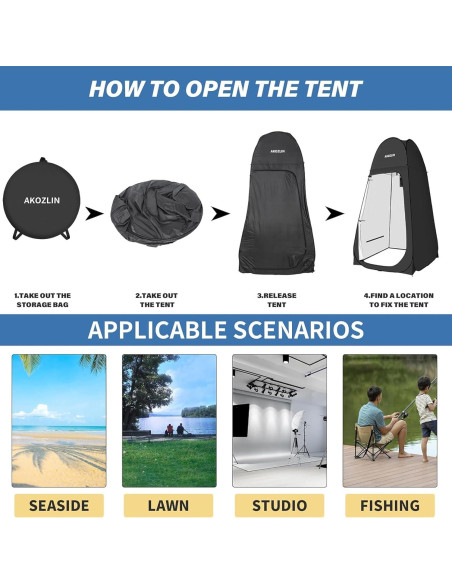 Carpa de Ducha Plegable AKOZLIN 1.88m Alta Impermeable