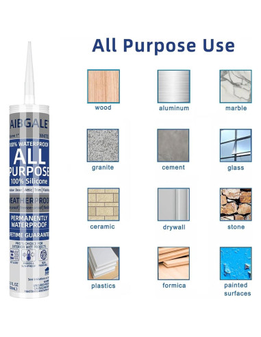 Paquete de 12 Selladores de Silicona Blanca AIBGALE 284 g