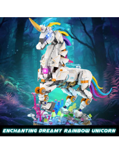 JMBricklayer Unicornio Arcoíris 1492 Piezas con Luz 70008 2