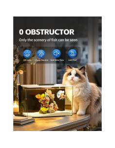 Kit Acuario Pequeño 9.5L Pez Cola Roja con Luz LED y Filtro 2