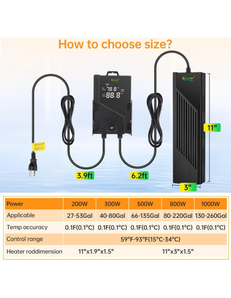 Calentador de Acuario Hygger 500W para 250-500 Litros