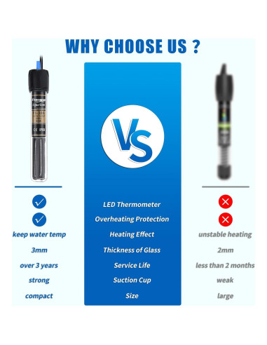 Calentador de Acuario FREESEA 300W con Termómetro Sumergible