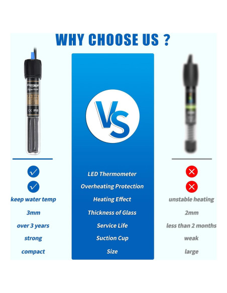 Calentador de Acuario FREESEA 300W con Termómetro Sumergible