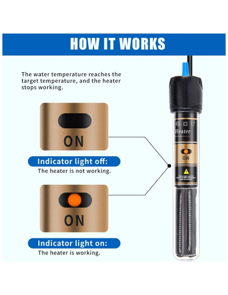 Calentador de Acuario FREESEA 300W con Termómetro Sumergible