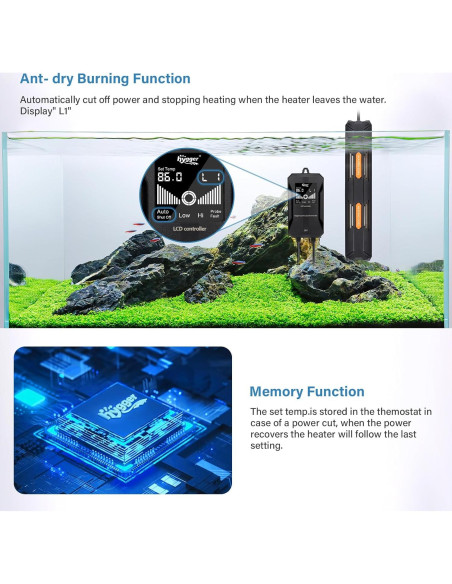 Calentador de Acuario Hygger 500W con Controlador Digital