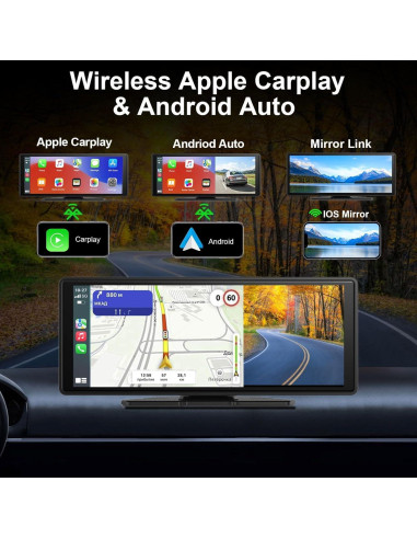 Pantalla Wireless Carplay ALOMA 10.26" 4K con Cámara 1080p