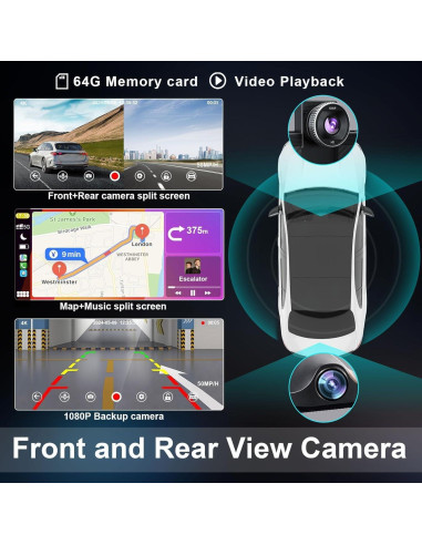 Pantalla Wireless Carplay ALOMA 10.26" 4K con Cámara 1080p