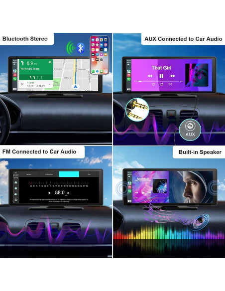 Pantalla Wireless Carplay ALOMA 10.26" 4K con Cámara 1080p