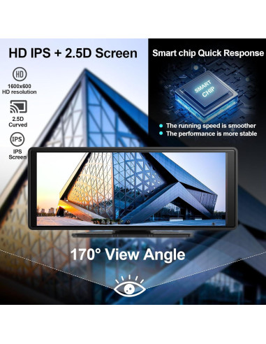 Pantalla Wireless Carplay ALOMA 10.26" 4K con Cámara 1080p