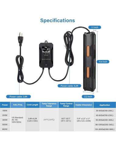 Calentador de Acuario Hygger 500W con Controlador Digital