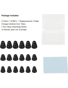 Puntas de oído cónicas de silicona CYADCI S/M/L 9 pares 2