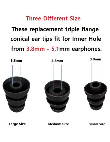 Puntas de oído cónicas de silicona CYADCI S/M/L 9 pares