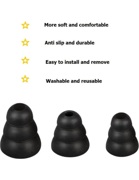 Puntas de oído cónicas de silicona CYADCI S/M/L 9 pares