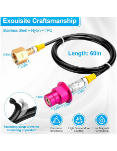 Adaptador de CO2 Rosa GYPNS para Máquina de Soda DUO 152.4 cm 2