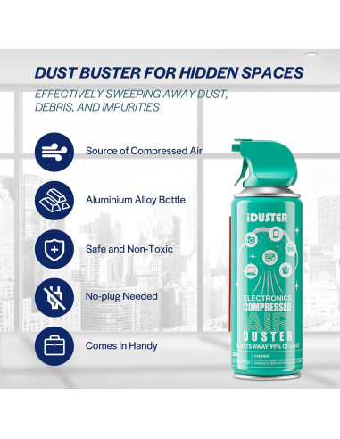 Aerosol de Aire Comprimido iDuster 158.76g - Limpiador Electrónico