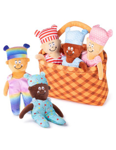 Cesta de Bebés con 5 Muñecas Multiculturales Plush Creations