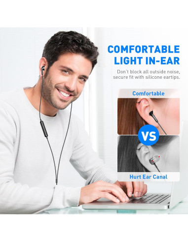 Auriculares con cable APETOO 3.5mm HiFi Negro con micrófono