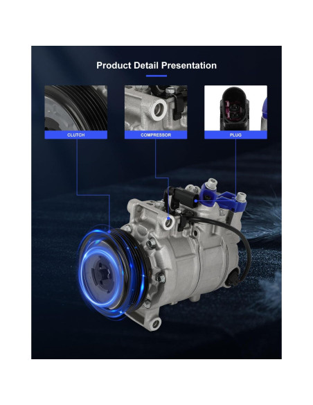 Compresor de A/C ECCPP con Embrague para Audi 2005-2018