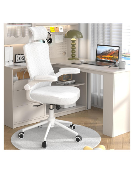 Silla de Oficina Ergonómica CYKOV Blanca con Soporte Lumbar