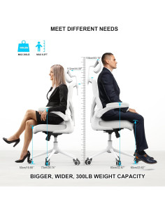 Silla de Oficina Ergonómica CYKOV Blanca con Soporte Lumbar 2