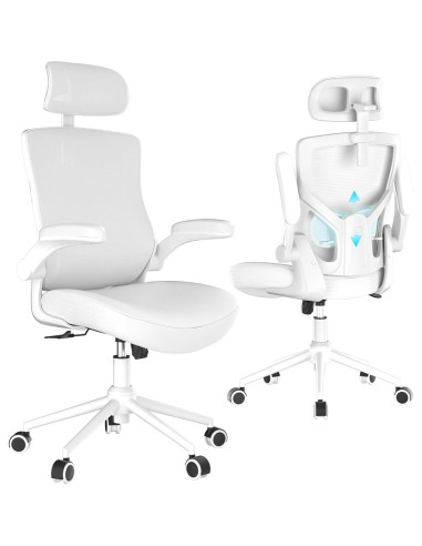 Silla de Oficina Ergonómica CYKOV Blanca con Soporte Lumbar