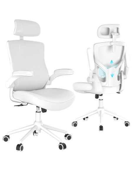Silla de Oficina Ergonómica CYKOV Blanca con Soporte Lumbar