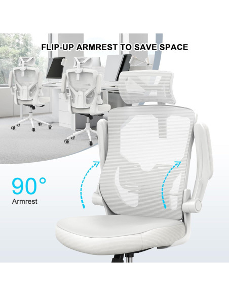 Silla de Oficina Ergonómica CYKOV Blanca con Soporte Lumbar