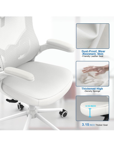 Silla de Oficina Ergonómica CYKOV Blanca con Soporte Lumbar