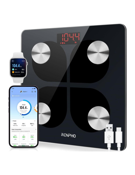 Balanza Inteligente RENPHO Recargable con IMC y Grasa Corporal