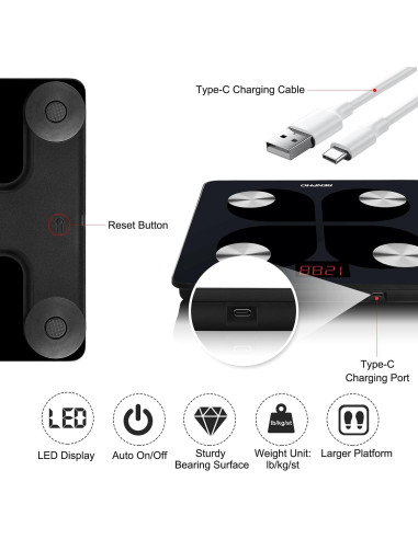 Balanza Inteligente RENPHO Recargable con IMC y Grasa Corporal