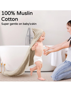 Toalla con Capucha Yoofoss 100% Algodón Muselina 81x81cm 2