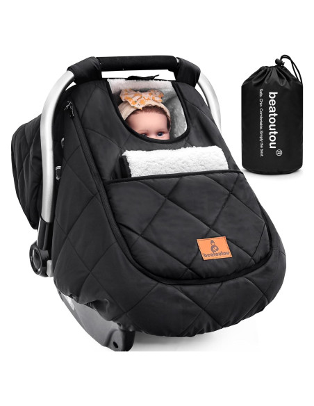 Cubierta de Asiento de Coche para Bebé Beatoutou Negra Impermeable